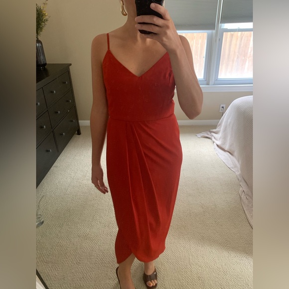 Lulus Rust Red Midi Dress - Picture 4 of 8